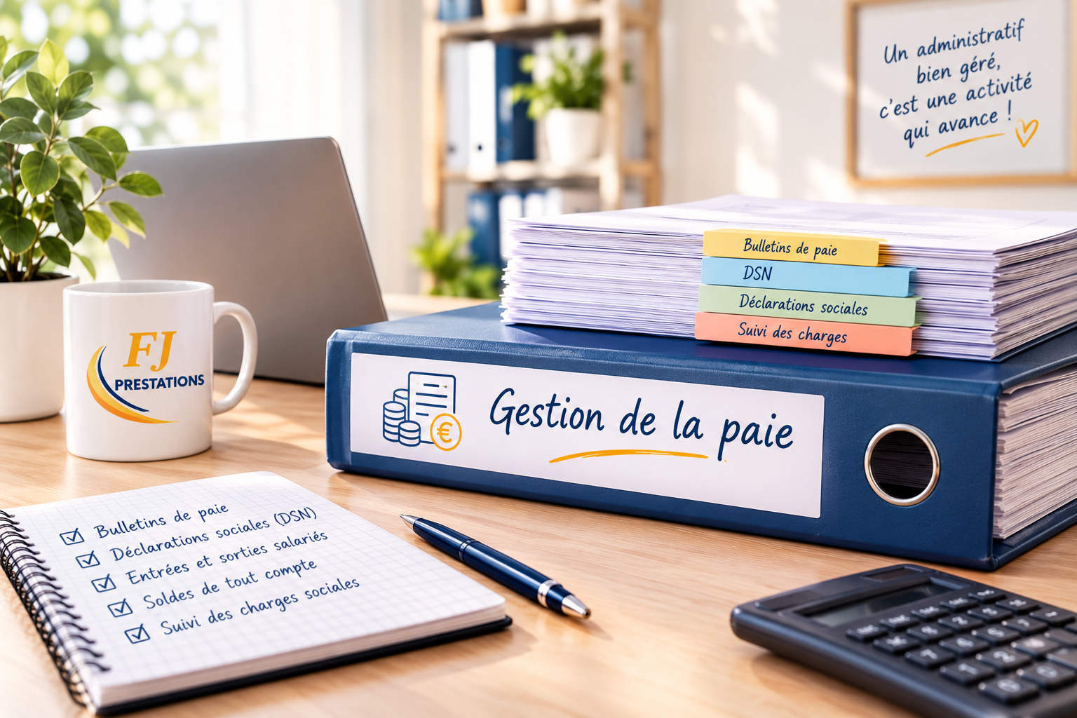 Bureau organisé pour la gestion de la paie