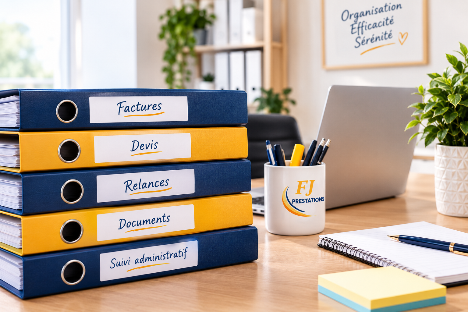 Bureau organisé avec dossiers administratifs